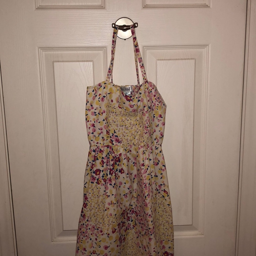 White Yellow Pink Blue Midi Dress